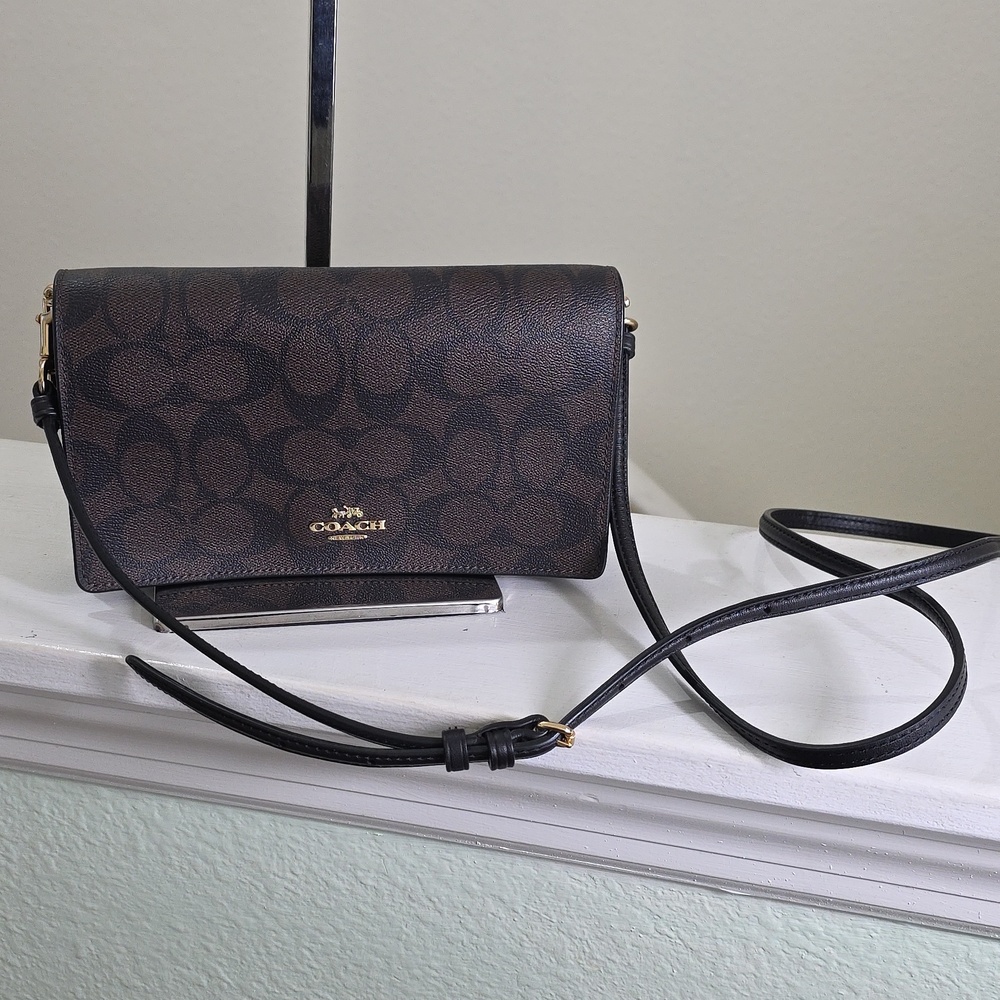 COACH 3036 Anna Foldover Signature Print Crossbody/Clutch EUC - Picture 16 of 16